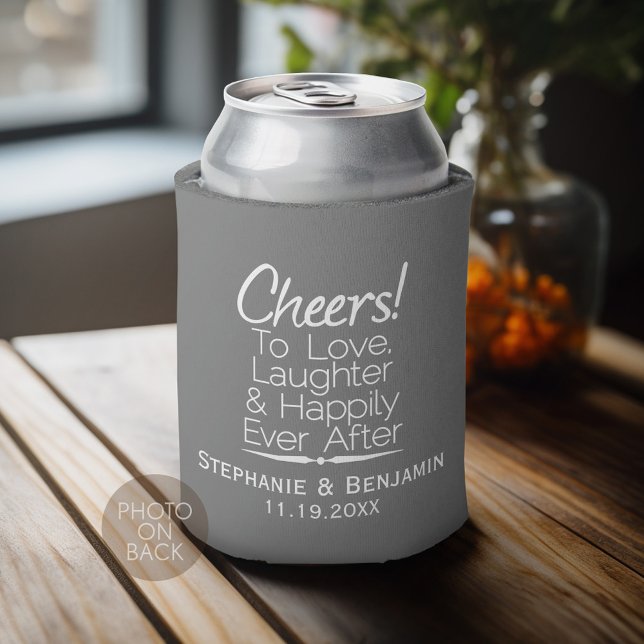 Fröhliches Liebe-Lachen nach Hochzeit Dosenkühler (Personalized Can Cooler - Add Your name for a great wedding anniversary party favor)