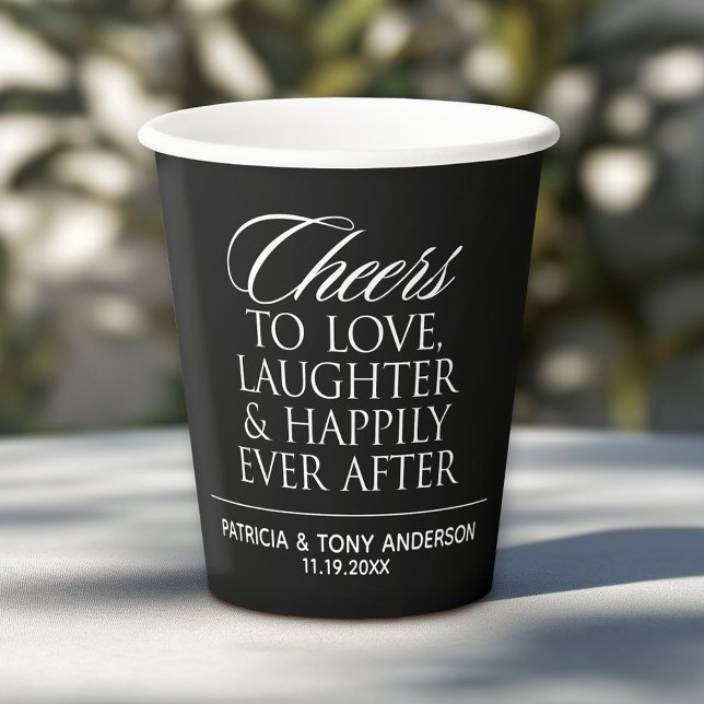 Fröhliches Liebe-Lachen nach Hochzeit Pappbecher (Custom Paper Cups for a Wedding or Anniversary Celebration)