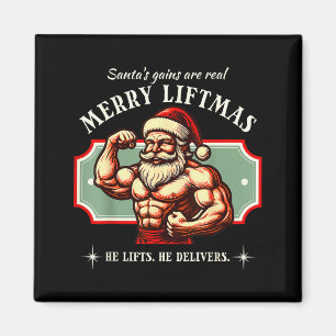 Fröhliches Liftmas Fitnessstudio Weihnachtsmann Lu Magnet