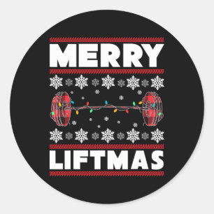 Fröhliches Liftmas Lustiger Weihnachts-Gym-Workout Runder Aufkleber