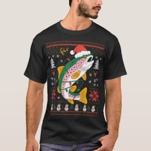 Fröhliches Lustiges Weihnachten Angeln Fischer San T-Shirt
