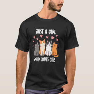 Fröhliches Mädchen liebt Katzen Süße Katzenkunst T-Shirt