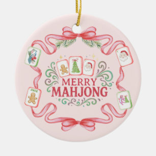 Fröhliches Mahjong   Weihnachten Keramik Ornament