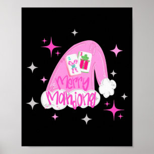 Fröhliches Mahjong Weihnachten Santa Hut Xmas Chin Poster