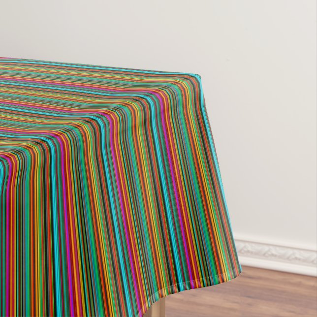 fröhliches, mehrfarbiges Streifenmuster Tischdecke (Beispiel)