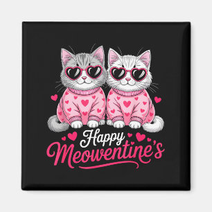 Fröhliches Meowentins süßes romantisches Katzenpaa Magnet