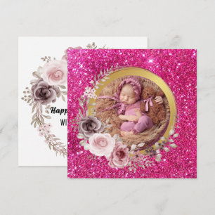 Fröhliches Muttertagsblüte Rosa Glitzer Foto Feiertagskarte