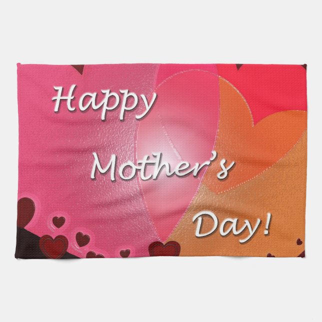 Fröhliches Muttertagsherz Geschirrtuch (Horizontal)