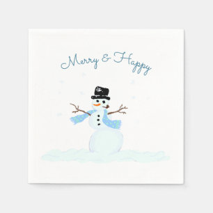 Fröhliches n glückliches Snowman-WeihnachtsParty Serviette