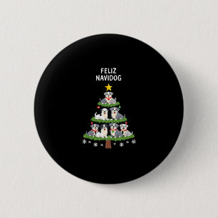 Fröhliches Navidog Weihnachten Hund T-Shirt, Lusti Button