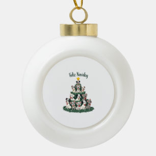 Fröhliches Navidog Weihnachten Hund T-Shirt, Lusti Keramik Kugel-Ornament