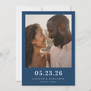 Fröhliches Navy Romantisches Foto Save The Date