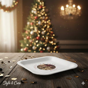 Fröhliches Neues Jahr Benutzerdefinierter Foto-Tex Pappteller