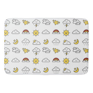 fröhliches Niedlich-Wetter-Icon-Muster Badematte