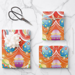 Fröhliches Ostereier Festtagsmuster Geschenkpapier Set