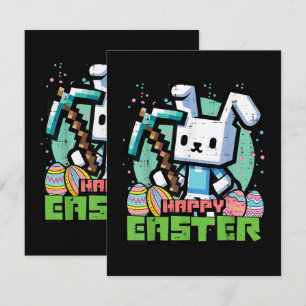 Fröhliches Osterhase Pixel Spiel  Dankeskarte