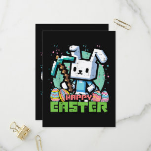 Fröhliches Osterhase-Pixel-Spiel  Einladungspostkarte