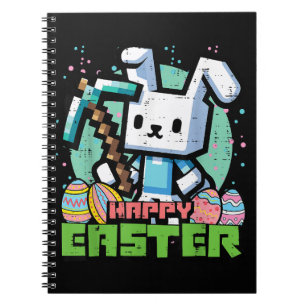 Fröhliches Osterhase Pixel-Spiel  Notizblock