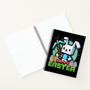 Fröhliches Osterhase Pixel Spiel  Notizbuch