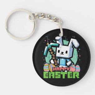 Fröhliches Osterhase Pixel Spiel  Schlüsselanhänger