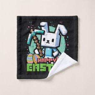 Fröhliches Osterhase Pixel Spiel  Waschlappen