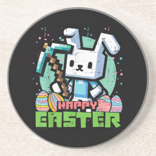 Fröhliches Osterhase Pixelspiel  Getränkeuntersetzer