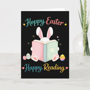 Fröhliches Ostern, glückliches Lesen, Hasendesign Karte