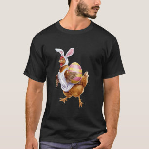 Fröhliches Ostern Huhn mit Hase und lustigen Eiern T-Shirt
