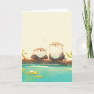 Fröhliches Otter-Duo am Wasser Karte