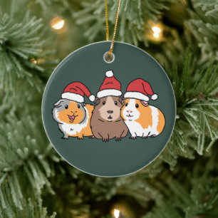 Fröhliches Pigmas Meerschweinchen Weihnachten Tier Keramik Ornament