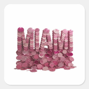 Fröhliches Pink MIAMI Label Design Quadratischer Aufkleber
