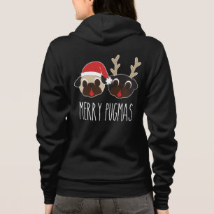 Fröhliches Pugmas Sankt und Renhoodie-Schwarzes Hoodie
