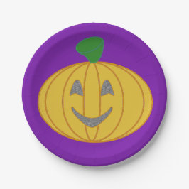 Fröhliches Pumkin Costume Design Halloween Orange Pappteller