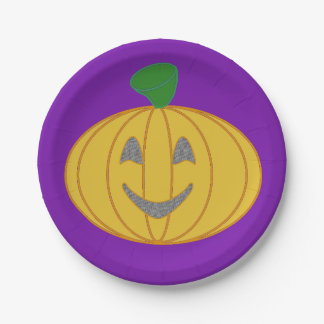 Fröhliches Pumkin Costume Design Halloween Orange Pappteller