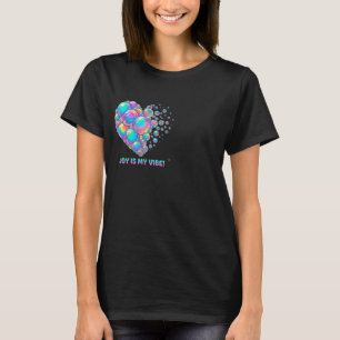 Fröhliches Regenbogen Glänzendes Blasen Herz Grafi T-Shirt