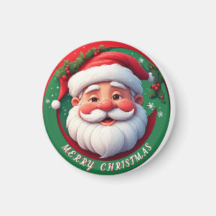 Fröhliches Santa-Claus-Cartoon-Porträt Magnet