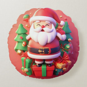 Fröhliches Santa-Fest-Weihnachtsfest Stimmung 🎅 Rundes Kissen