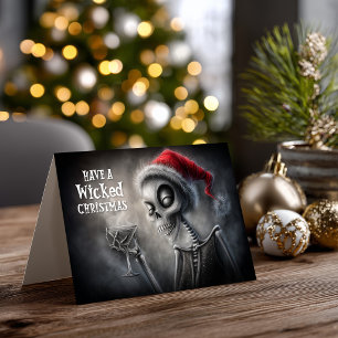Fröhliches Santa-Skelett-Weihnachten Feiertagskarte