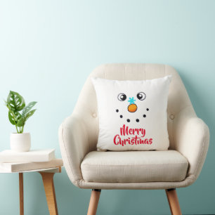 Fröhliches Schneemann-Gesicht Frohe Weihnachten Kissen