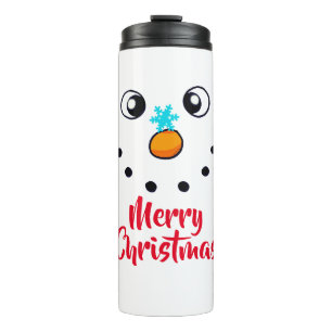 Fröhliches Schneemann-Gesicht Frohe Weihnachten Thermosbecher