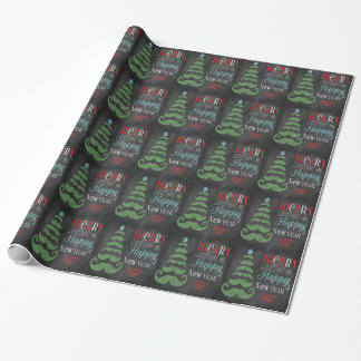 Fröhliches Schnurrbart-Tafel-WeihnachtsPackpapier Geschenkpapier