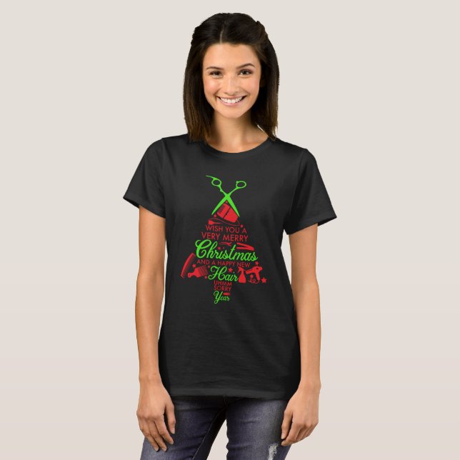 Fröhliches Schönheits-Weihnachtst-shirt Schwarzes T-Shirt (Vorne ganz)