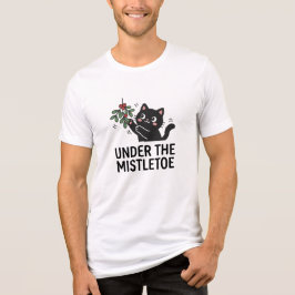 Fröhliches schwarzes Katze unter dem Mistelzweig-F Tri-Blend Shirt