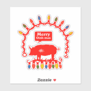 Fröhliches Schweinchen Weihnachten Aufkleber