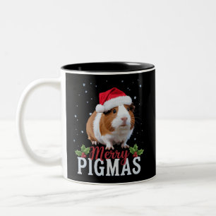 Fröhliches Schweinmas lustiges Meerschweinchen Wei Zweifarbige Tasse