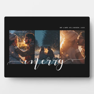 Fröhliches Skript-Paar Drei-Foto-Layout-Andenken Fotoplatte