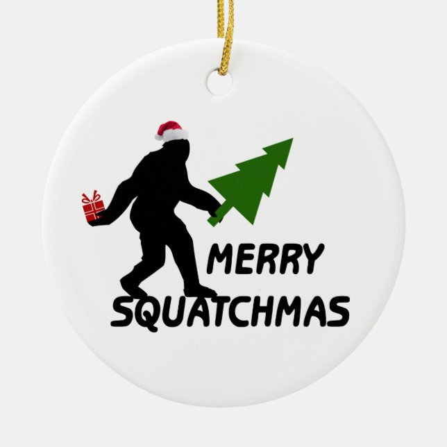 Fröhliches Squatchmas Keramik Ornament (Vorne)