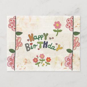 fröhliches Stickbildbild Postkarte