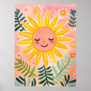 Fröhliches Sun Kinderzimmer Wall Art Poster