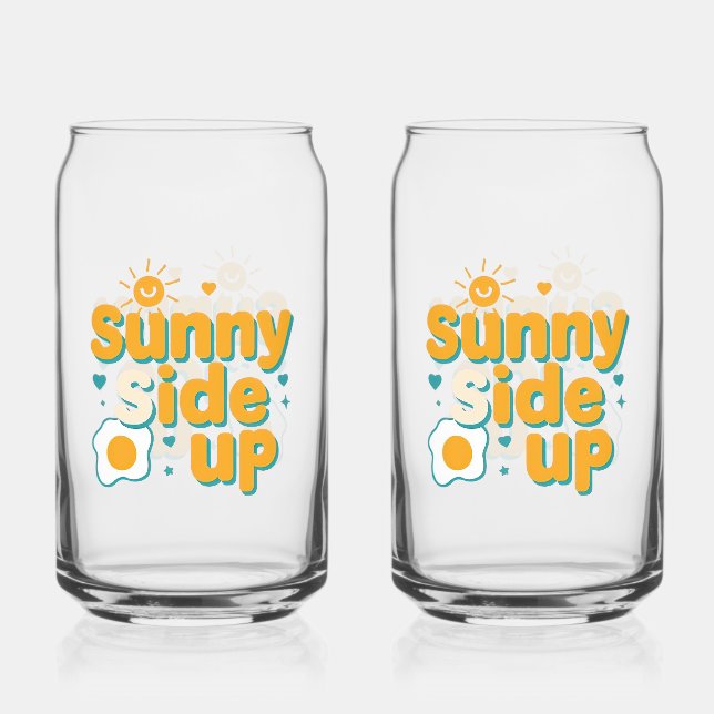 Fröhliches "Sunny Side Up" mit Ei und Sonne Dosenglas (Vorderseite)